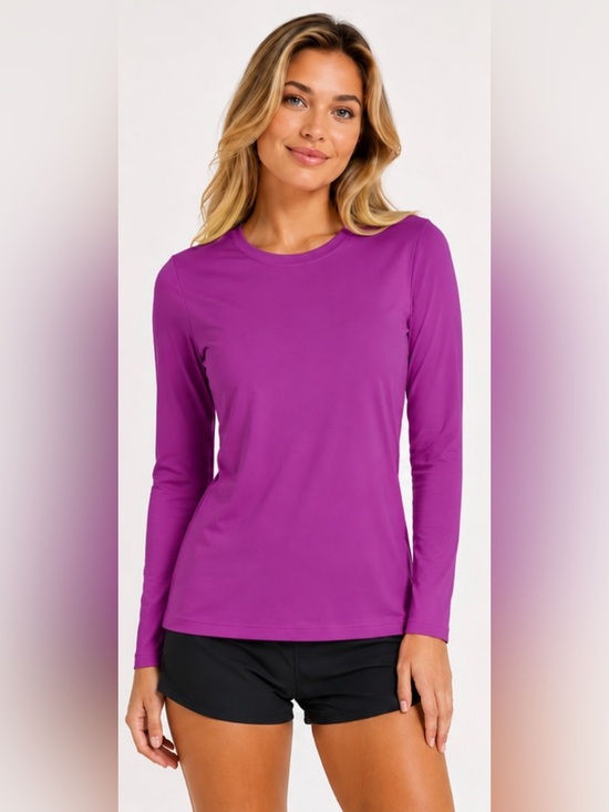 Lands' End Tops - LandsEnd Women's SunShade UPF 50 Long Sleeve Relaxed Rash Guard Swim Tee